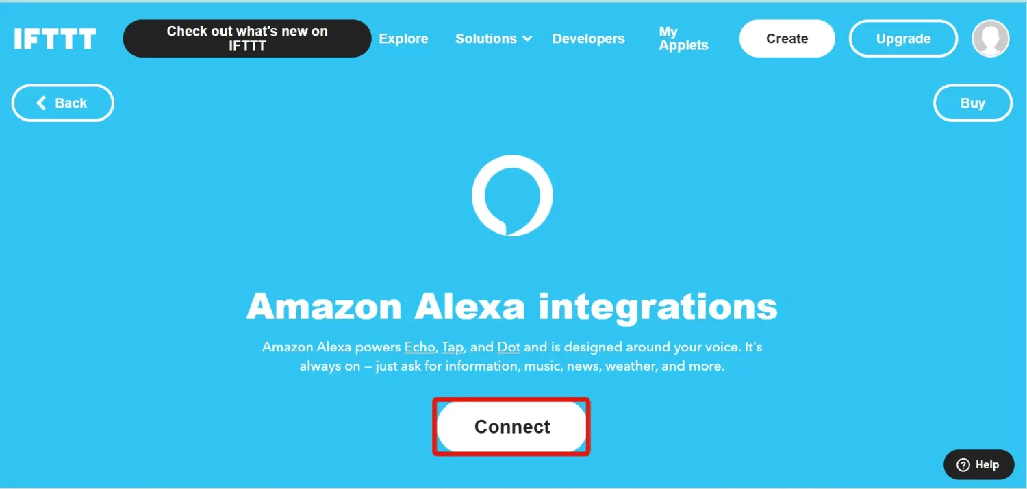 IFTTTでAmazon Alexaのアカウント連携